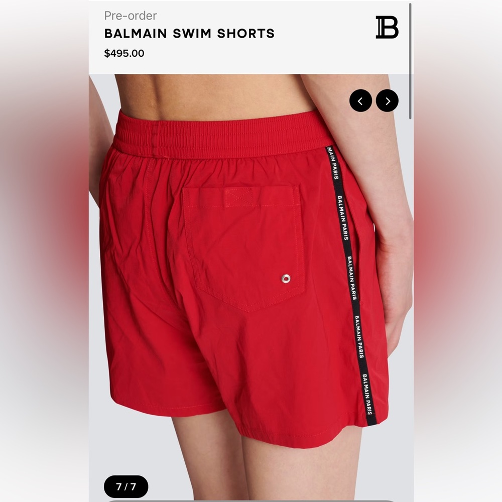 BALMAIN***Men’s Red Swim Shorts***Med. $495 CURRENT!!!’n